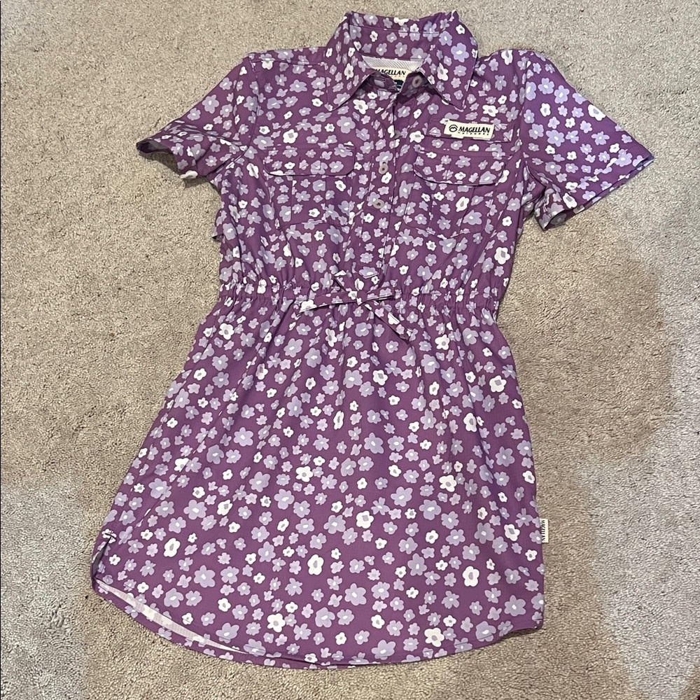 Magellan Outdoors Purple Floral Kids Casual Dress